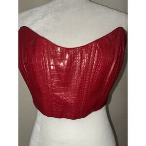 Finesse Bustier Top M Faux Leather Red